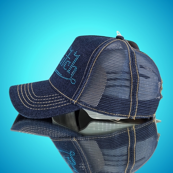 Von Dutch Hat Cap Snap Back Trucker Hat Navy Stone Denim Streetwear Classic